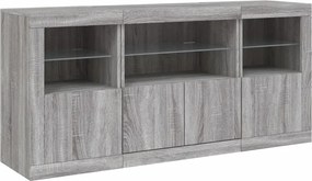 vidaXL Μπουφές με LED Γκρι Sonoma 142,5x37x67 εκ.