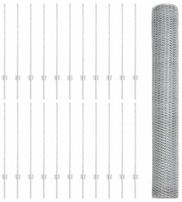 vidaXL Φράχτης με Στήλες. Ασημί 1 x 50 m Ατσάλι