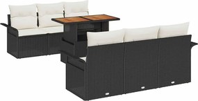 vidaXL Σετ Καναπέ Κήπου με μαξιλάρι 7 pcs Μαύρο και κρεμ