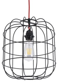 GloboStar® PARROT 01099 Μοντέρνο Industrial Κρεμαστό Φωτιστικό Οροφής Μονόφωτο Μαύρο Μεταλλικό Πλέγμα Φ30 x Y35cm