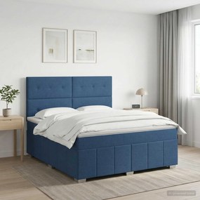 vidaXL Κρεβάτι box spring με στρώμα Μπλε 160 x 200 cm Ύφασμα
