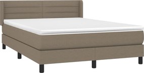vidaXL Κρεβάτι Boxspring με Στρώμα Taupe 140x190 εκ. Υφασμάτινο