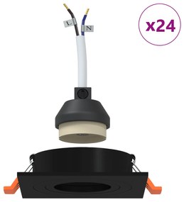 vidaXL Κρυφά Σποτ 24 τεμάχια Τετράγωνο GU10 Μαύρο 91x91 χλστ.