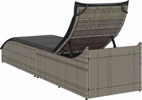 vidaXL Αναδιπλούμενη ξαπλώστρα με μαξιλάρι και αποθήκευση Γκρι