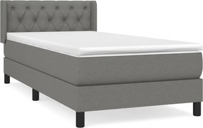 vidaXL Κρεβάτι Boxspring με Στρώμα Σκούρο Γκρι 80x200 εκ. Υφασμάτινο