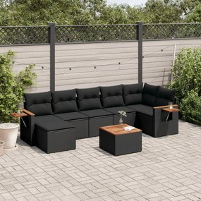 vidaXL Patio Sofa Set 8-θέσια Black