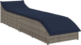 vidaXL Αναδιπλούμενη ξαπλώστρα με μαξιλάρι και αποθήκευση Γκρι