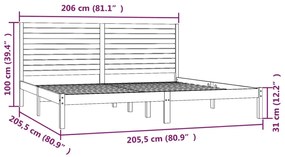 vidaXL Πλαίσιο Κρεβατιού 200 x 200 εκ. από Μασίφ Ξύλο