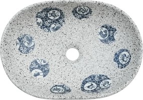 vidaXL Νιπτήρας Οβάλ Γκρι και Μπλε 47x33x13 εκ. Κεραμικός