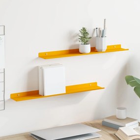 vidaXL Πλωτό ράφι 2 pcs Χαμομηλί κίτρινο 60 x 8,5 x 2,5 εκ Ατσάλι