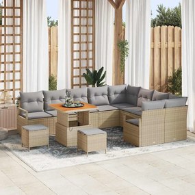 vidaXL Σετ Καναπέ Κήπου 12 pcs Μπεζ, Ανοιχτό Γκρι 80 x 80 x 71 cm