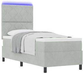 vidaXL Κρεβάτι με Στρώμα & Φωτιστικό LED Γκρι 80x200 cm Βελούδινο
