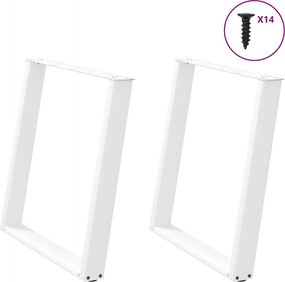 vidaXL Πόδια Τραπεζαρίας σε Σχήμα U 2 τεμ. Λευκά 70x(72-73) εκ. Ατσάλι