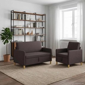 vidaXL Σαλονάκι Σετ Με Αποθηκευτικό Χώρο 2 pcs Σκούρο Καφέ Πολυεστέρας