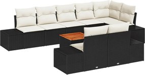 vidaXL Σετ Καναπέ Κήπου με αποθήκευση 9 pcs Μαύρο και λευκό