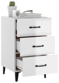 vidaXL Κομοδίνο Γυαλ. Λευκό 40 x 40 x 66 εκ. από Επεξεργασμένο Ξύλο