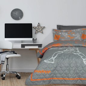 DAS KIDS ΚΟΥΒΕΡΛΙ ΜΟΝΟ 160Χ220 4941 GREY, ORANGE