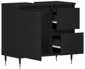 vidaXL Νιπτήρας Μπάνιου Μαύρο Δρυς 65x33x60 εκ Επεξεργασμένο ξύλο