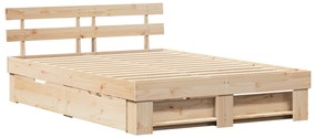 vidaXL Σκελετός Κρεβατιού Καφέ 140 x 200 cm Συμπαγές ξύλο πεύκου
