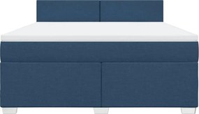 vidaXL Κρεβάτι Boxspring με Στρώμα Μπλε 180x200 εκ. Υφασμάτινο