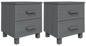 vidaXL Κομοδίνο HAMAR 2 Τεμ. Σκ. Γκρι 40x35x44,5εκ. Μασίφ Ξύλο Πεύκου