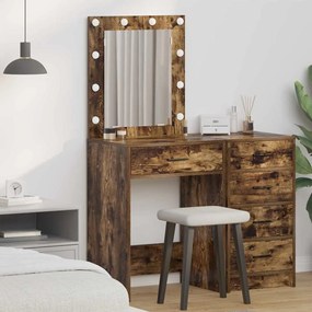 vidaXL Κομοδίνο Καπνιστή δρυς 50 x 41 x 135 εκ Επεξεργασμένο ξύλο