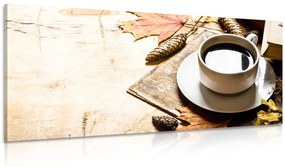 Εικόνα φλιτζάνι καφέ σε μια πινελιά του φθινοπώρου - 100x50