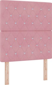 vidaXL Κρεβάτι box spring με στρώμα Ροζ 80 x 200 cm Βελούδο