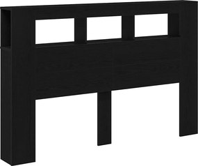 vidaXL LED κεφαλάρι με ράφι Μαύρη Οξυά 160 x 18,5 x 103,5 εκ