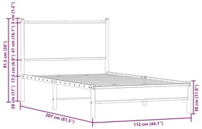 Σκελετός Κρεβ. Χωρίς Στρώμα Sonoma Δρυς 107x203 εκ. Μεταλλικό - Καφέ