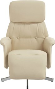 vidaXL Πολυθρόνα Ανακλινόμενη Κρεμ Υφασμάτινη με Υποπόδιο