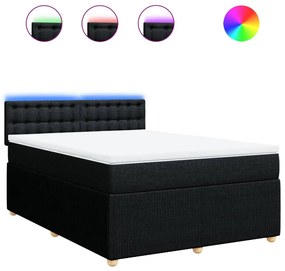 vidaXL Κρεβάτι Boxspring με Στρώμα Μαύρο 140x190 εκ. Υφασμάτινο