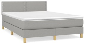 Κρεβάτι Boxspring με Στρώμα Ανοιχτό Γκρι 140x190 εκ. Υφασμάτινο - Γκρι