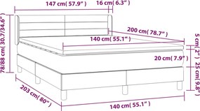 vidaXL Κρεβάτι Boxspring με Στρώμα Μπλε 140x200 εκ. Υφασμάτινο