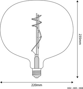 LED Filament Λαμπτήρας H02 Ellipse 220 Διαφανής 10W E27 Dimmable 2700K