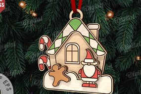 Σετ των 3 Intra απο ξύλο plywood 3mm-4mm πάχος - Κόψιμο με λέιζερ στολίδι Χριστουγεννιάτικου Δέντρου Δίασταση 6x6 cm INTRAFABR-110833635