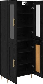 vidaXL Highboard 2 pcs Μαύρη Οξυά Επεξεργασμένο ξύλο