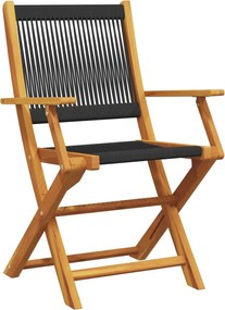 vidaXL Σετ Επίπλων Bistro 3 τεμ. Μαύρο Πολυπροπυλένιο/Μασίφ Ξύλο