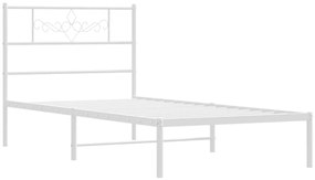vidaXL Πλαίσιο Κρεβατιού Χωρ. Στρώμα&amp;Κεφαλάρι Λευκό 75x190 εκ. Μέταλλο