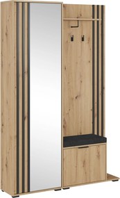 Lh-homefurniture Έπιπλο εισόδου NELLY με μαξιλάρι και καθρέπτη131x192x40cm φυσικό Artisan P_NLw_me_art