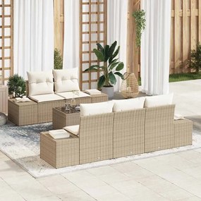 vidaXL Σετ Καναπέ Κήπου 6 pcs Μπεζ Πολυ ράταν
