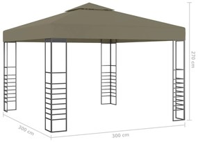 Κιόσκι με Φωτάκια LED Taupe 3 x 3 μ. - Μπεζ-Γκρι