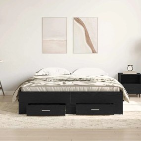 vidaXL Κρεβάτι με Συρτάρια Μαύρη δρυς 160 x 200 cm Επεξεργασμένο ξύλο