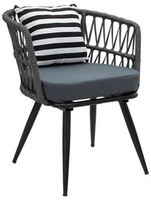 Intrahome Πολυθρόνα Naoki Intrahome μέταλλο μαύρο-pe γκρι-μαξιλάρι ασπρόμαυρο | SKU: INTRAPA-251111155