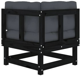 vidaXL Καναπέδες Γωνιακοί με Μαξιλάρια 2 τεμ. Μαύροι Μασίφ Ξύλο Πεύκου