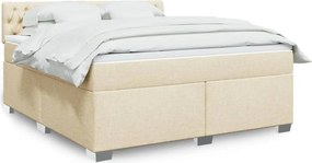 vidaXL Κρεβάτι Boxspring με Στρώμα Κρεμ 180x200 εκ. Υφασμάτινο
