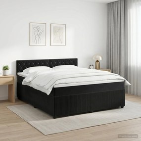 vidaXL Κρεβάτι box spring με στρώμα Μαύρο 140 x 200 cm Βελούδο
