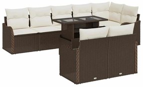vidaXL Σετ Καναπέ Κήπου 9 pcs Καφέ 100 x 55 x 73 εκ Πολυ ράταν