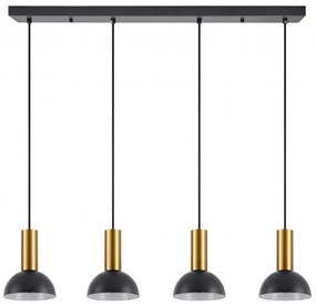 Κρεμαστό Φωτιστικό Οροφής 4xE27 Καμπάνες Adept Tube Homelighting 77-8651 Μαύρο-Χρυσό
