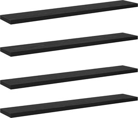 vidaXL Ράφι Βιβλίων 4 pcs Μαύρο 60 x 10 x 1,5 cm Επεξεργασμένο ξύλο